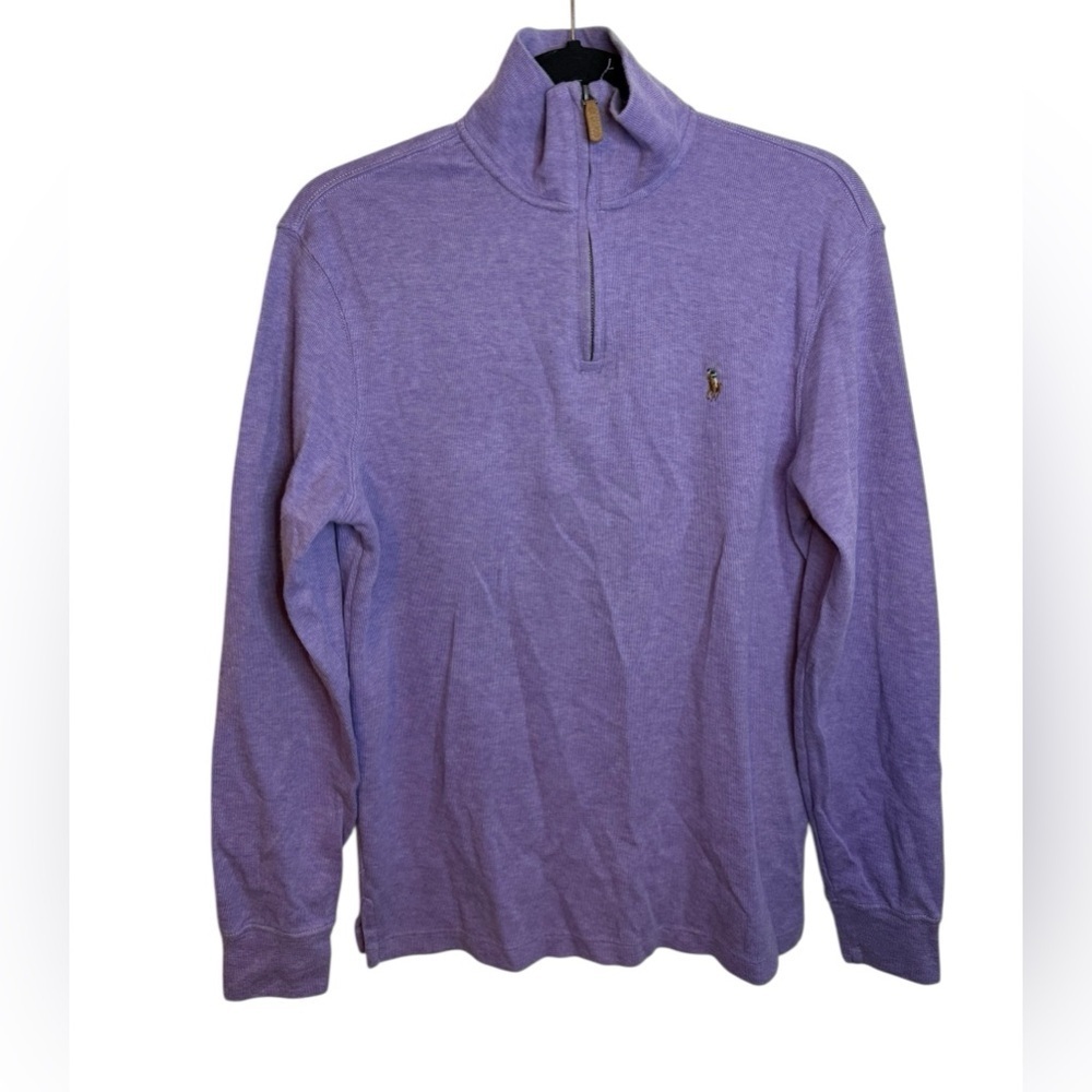 Polo Ralph Lauren Purple Estate Rib Quarter Zip Cotton Sweater
